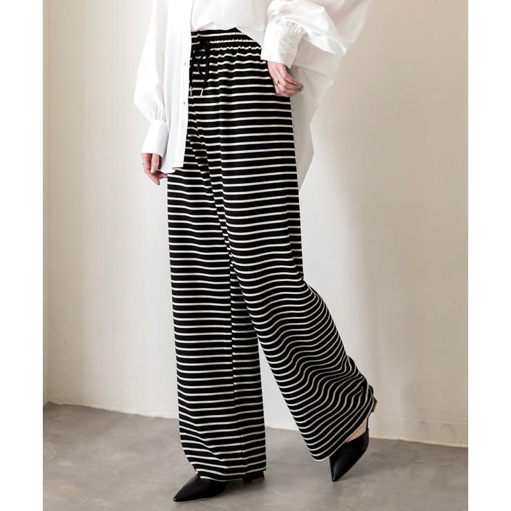 ブラック | リラックスボーダーパンツ | ad thie