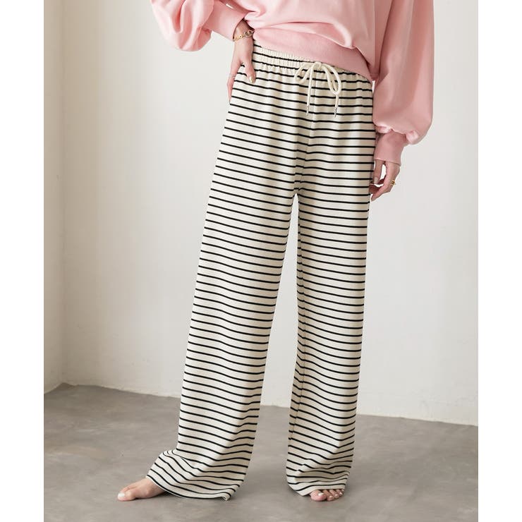 アイボリー | リラックスボーダーパンツ | ad thie