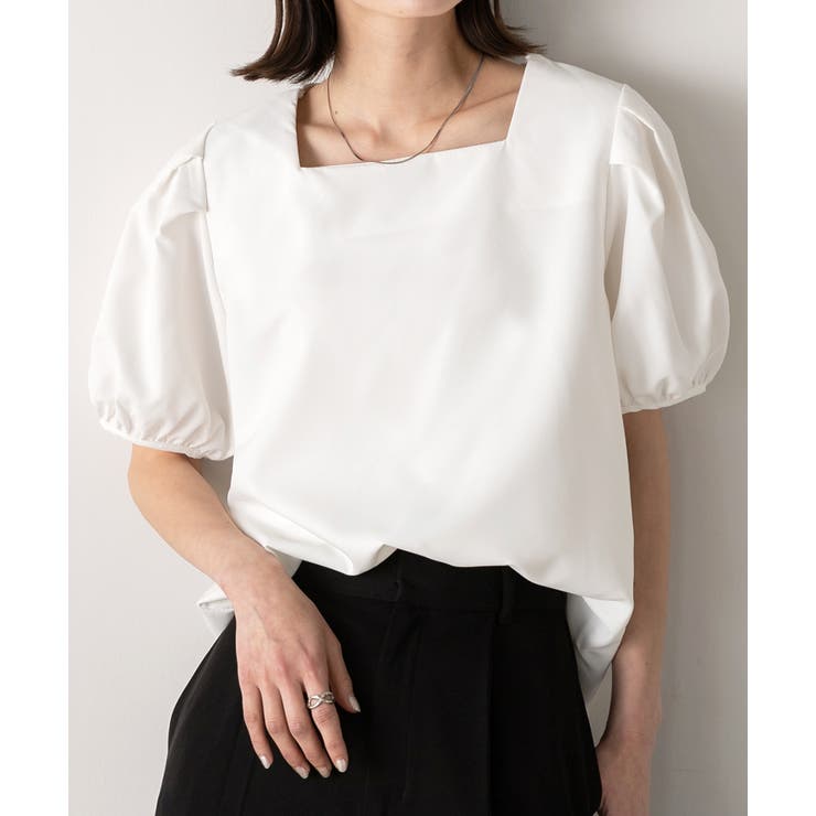 パフスリーブ 半袖ブラウス | ad thie | 詳細画像15 