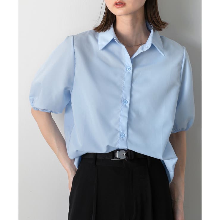 ライトブルー | パフスリーブ 半袖シャツ | ad thie