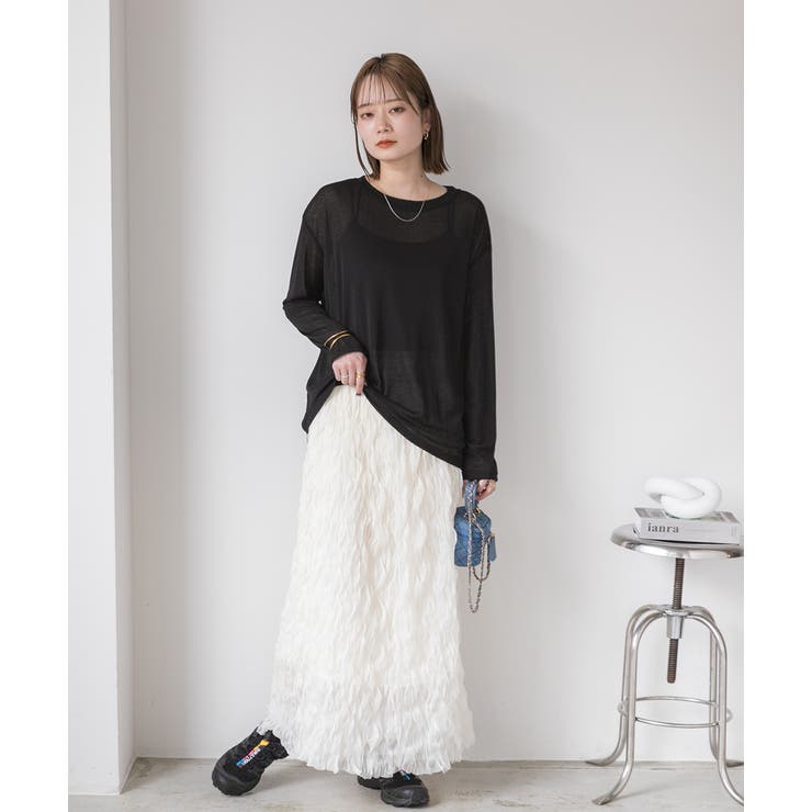 オーバーサイズ カラーシアーカットソー[品番：ADEW0004388]｜ad
