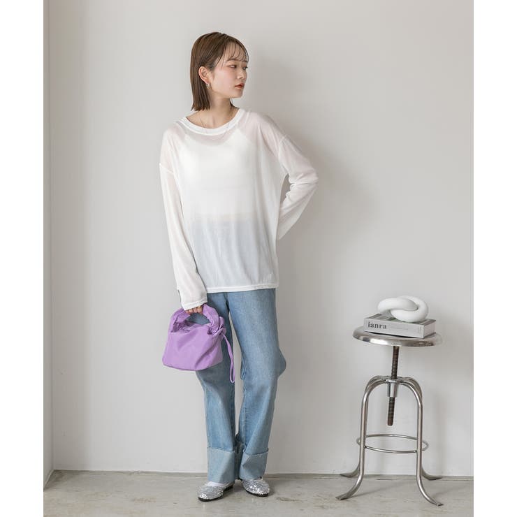 オーバーサイズ カラーシアーカットソー[品番：ADEW0004388]｜ad