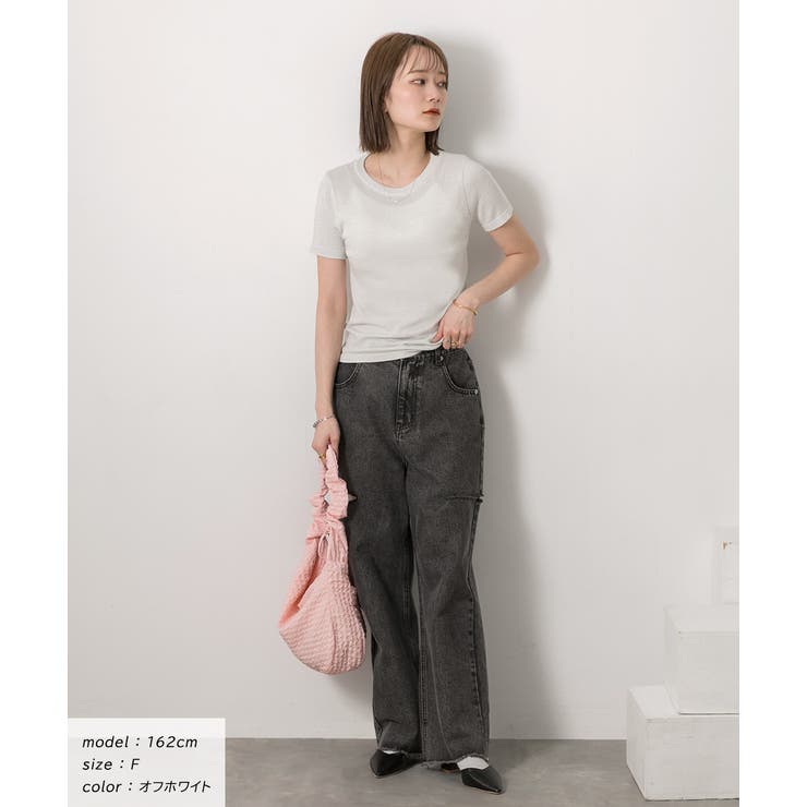 クルーネック ラメニットトップス | ad thie | 詳細画像16 