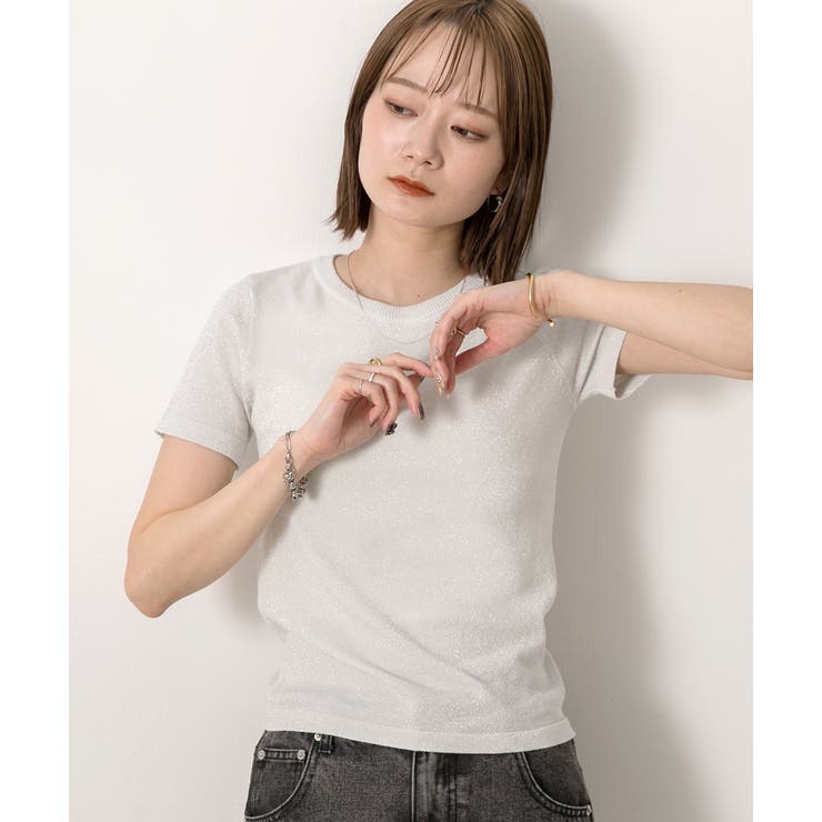 クルーネック ラメニットトップス | ad thie | 詳細画像19 