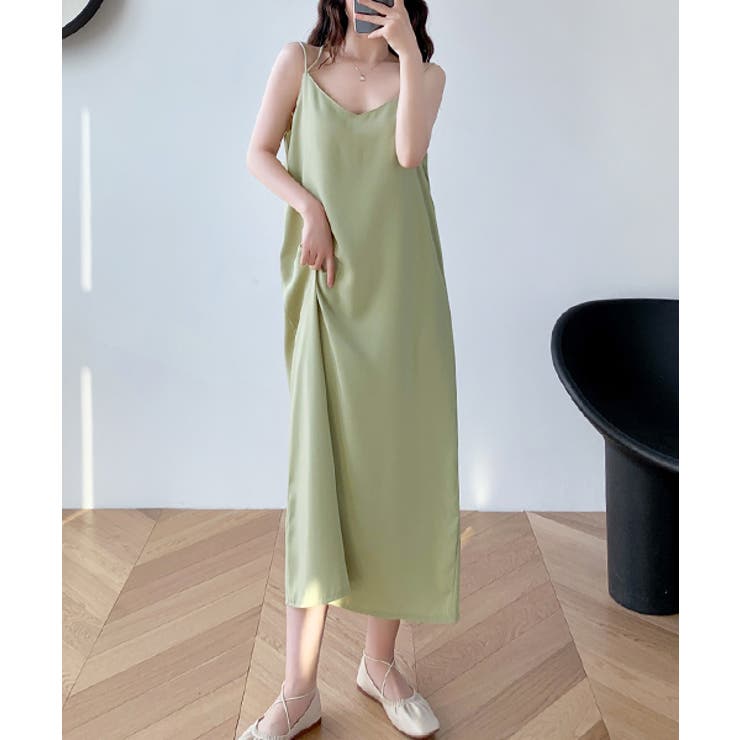 ライトグリーン | バッククロス キャミワンピース | ad thie