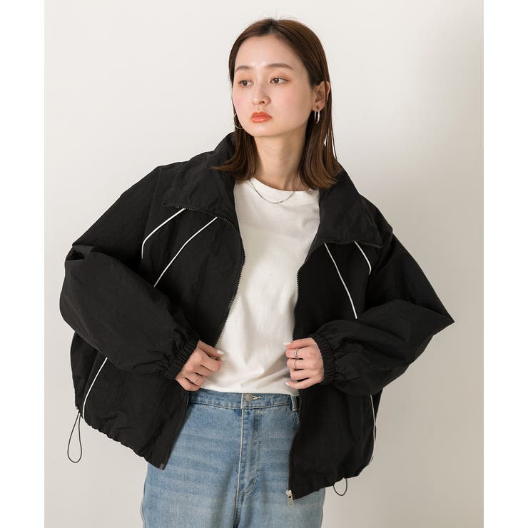 配色パイピングライトブルゾン | ad thie | 詳細画像16 