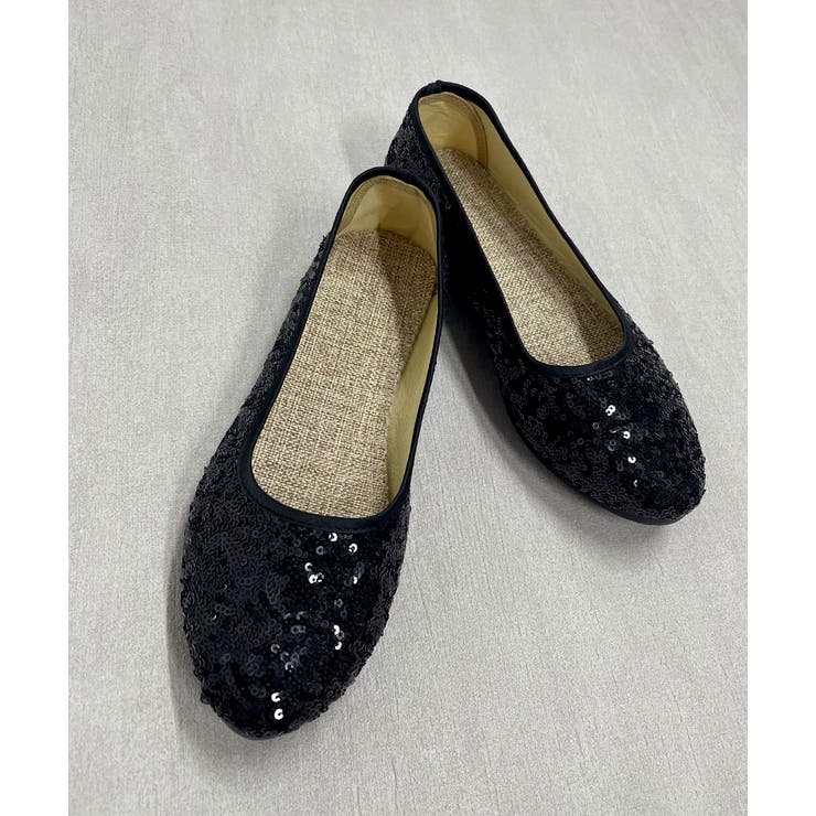 ブラック | スパンコール バレエシューズ | ad thie