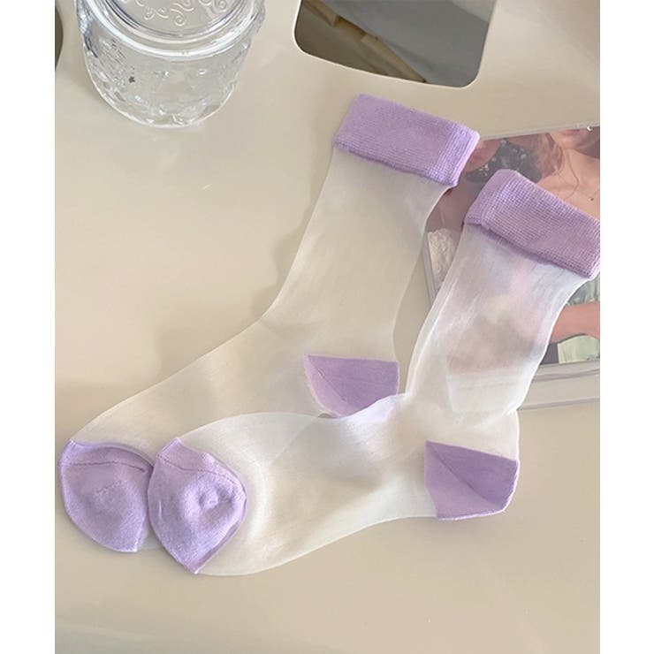 カラバリ豊富 配色シアーソックス | ad thie | 詳細画像22 