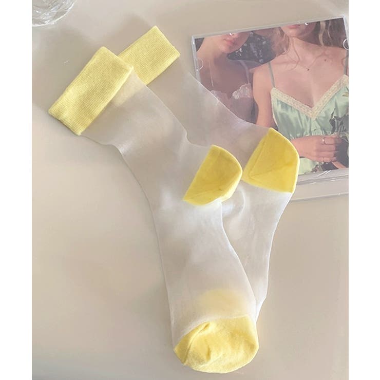 カラバリ豊富 配色シアーソックス | ad thie | 詳細画像4 