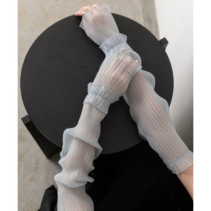 ブルーグレー | フリルシアー アームカバー | ad thie