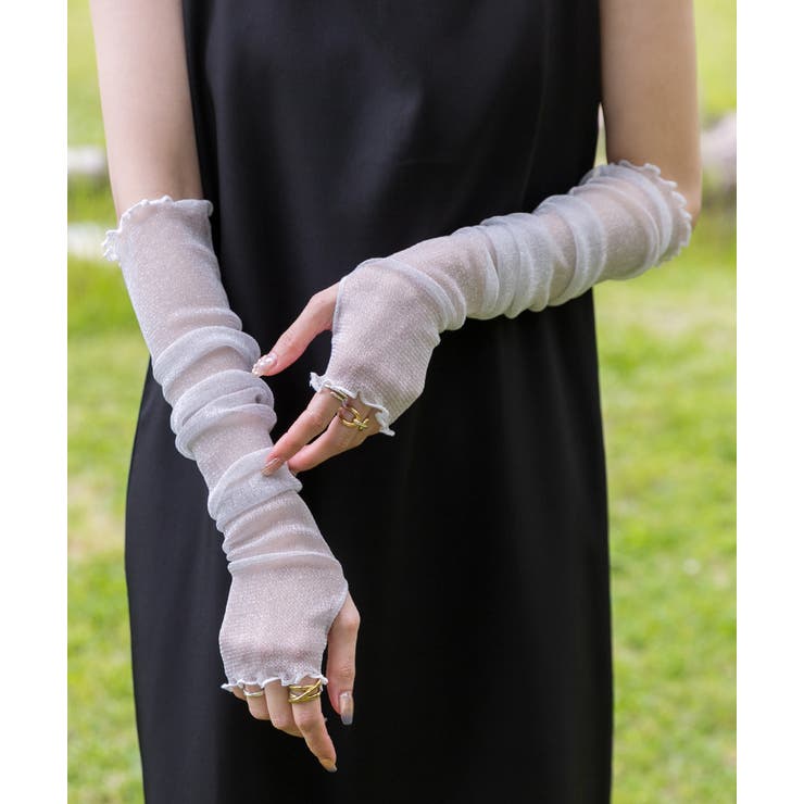 サムホール ラメシアーアームカバー | ad thie | 詳細画像10 