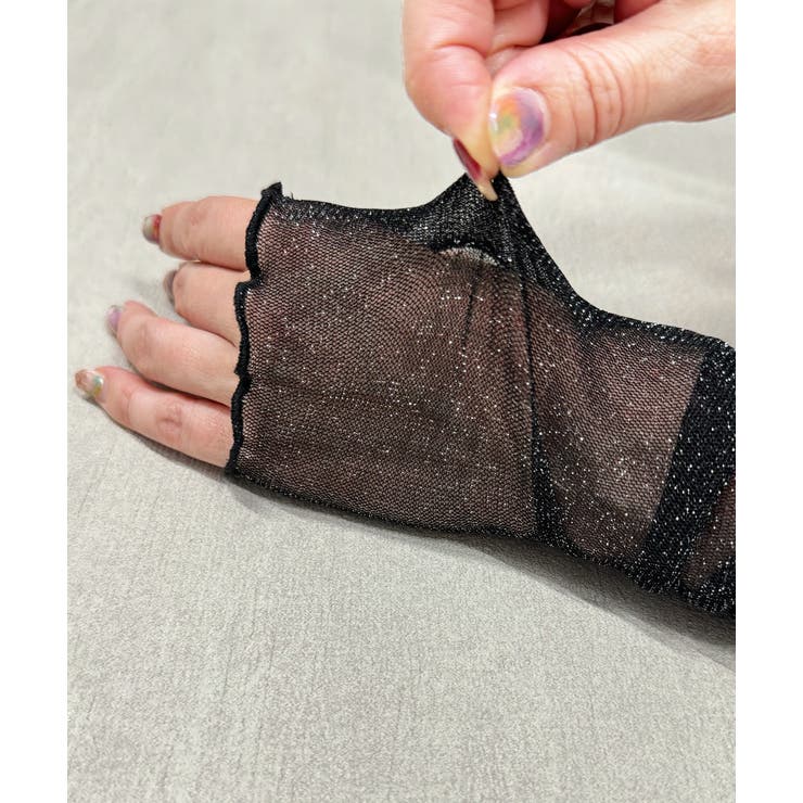 サムホール ラメシアーアームカバー | ad thie | 詳細画像18 