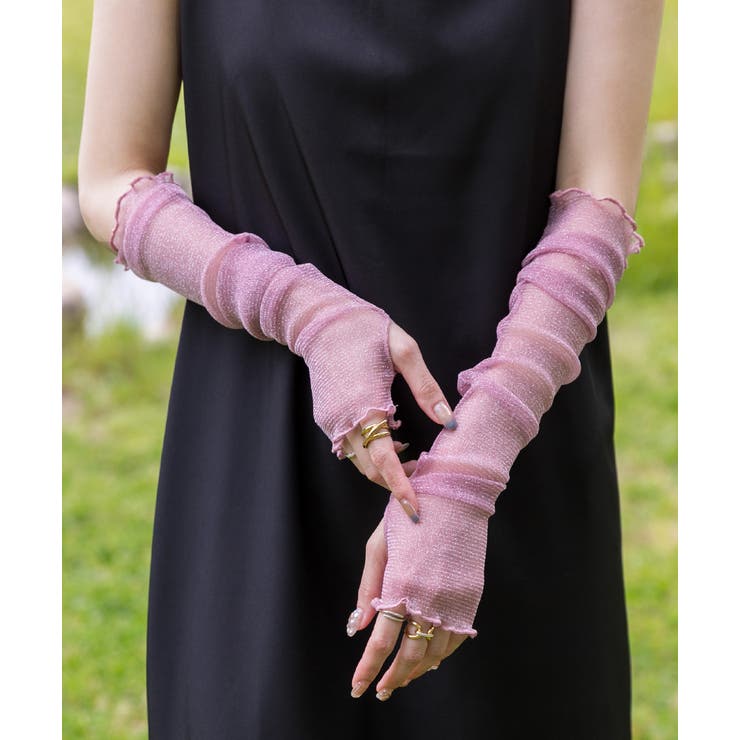 サムホール ラメシアーアームカバー | ad thie | 詳細画像5 