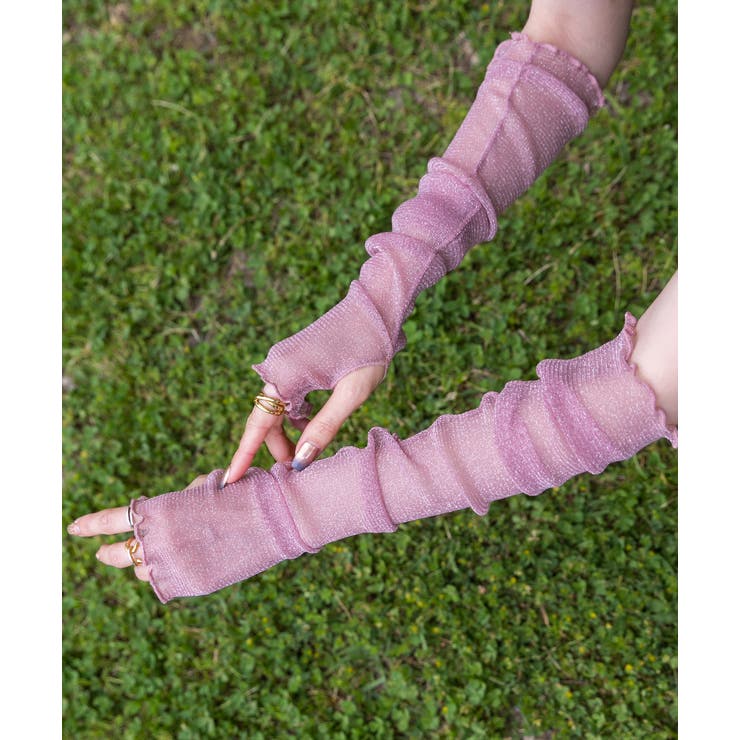 サムホール ラメシアーアームカバー | ad thie | 詳細画像8 