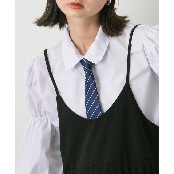 ネイビー×ホワイト | アソート柄 ジップデザインネクタイ | ad thie