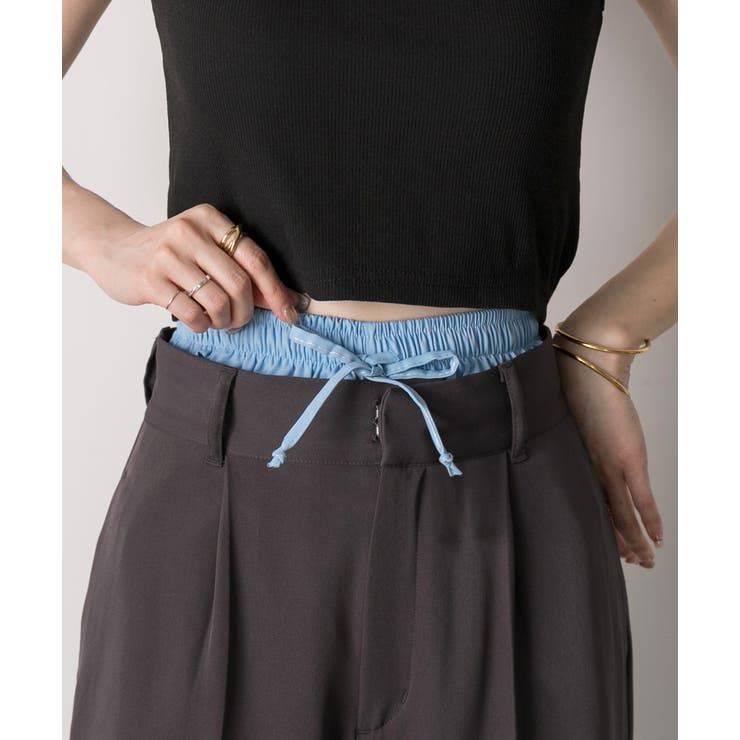drawstring ribbon tiered skirt pants | Treat ür