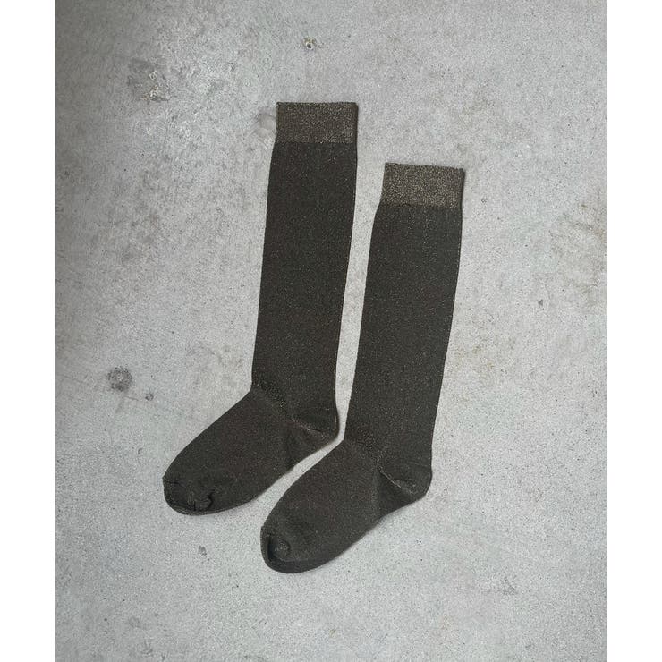 ブラック | カラバリ豊富 ラメハイソックス | ad thie