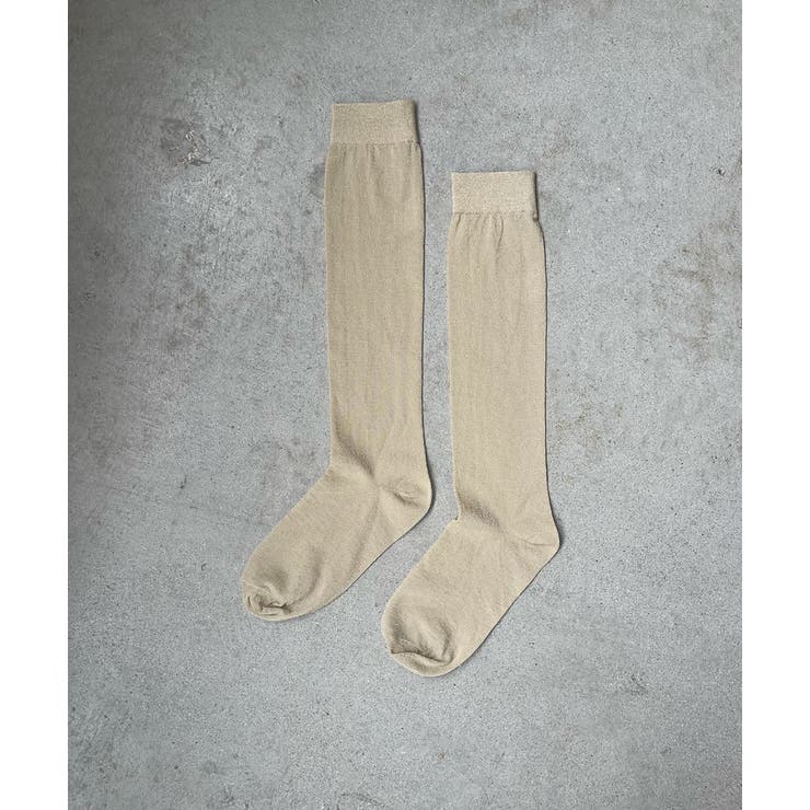 ベージュ | カラバリ豊富 ラメハイソックス | ad thie