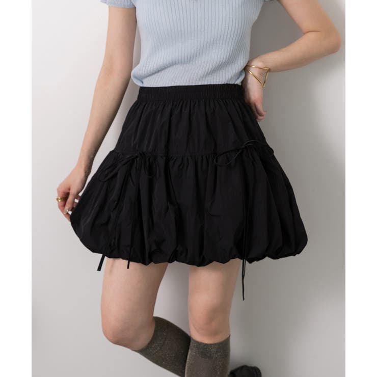 リボン付き バルーンミニスカート[品番：ADEW0004492]｜ad thie