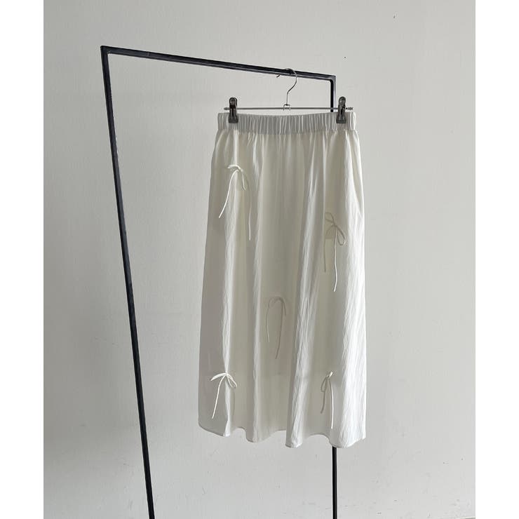 リボンデザイン ワッシャーフレアスカート | ad thie | 詳細画像28 