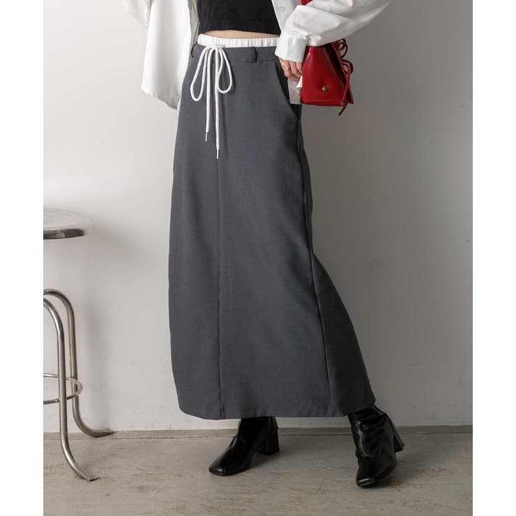 ダブルウエスト Iラインスカート | ad thie | 詳細画像10 