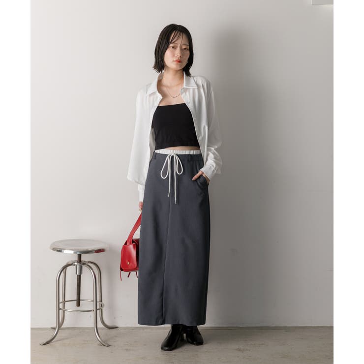 ダブルウエスト Iラインスカート | ad thie | 詳細画像8 
