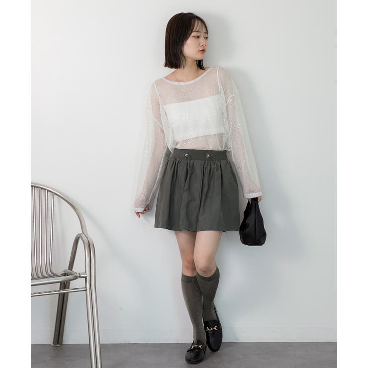 ドローコード付き ミニスカート[品番：ADEW0004519]｜ad thie