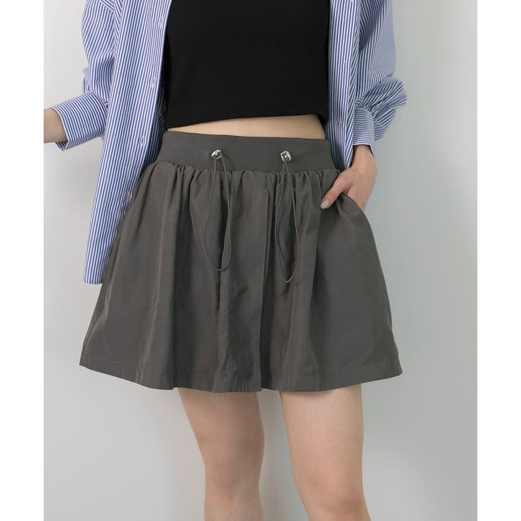 グレー | ドローコード付き ミニスカート | ad thie