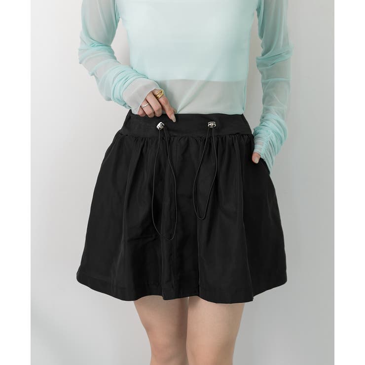 ブラック | ドローコード付き ミニスカート | ad thie