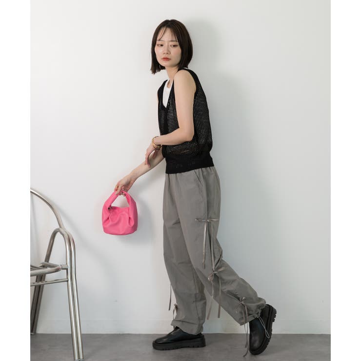 サイドリボン パラシュートパンツ[品番：ADEW0004491]｜ad thie