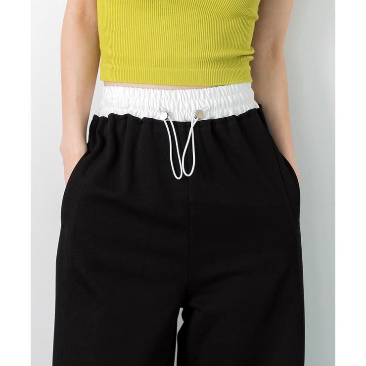 ブラック | ダブルウエスト スウェットパンツ | ad thie