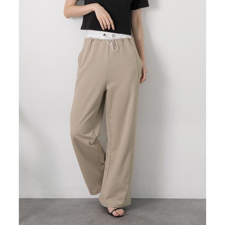 ベージュ | ダブルウエスト スウェットパンツ | ad thie