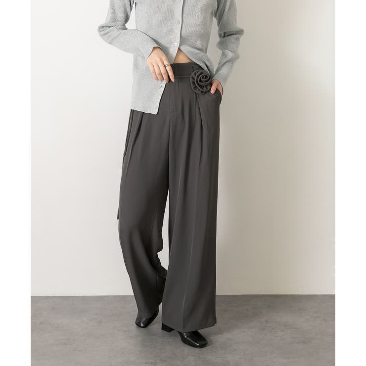 バラモチーフ付き とろみワイドパンツ | ad thie | 詳細画像13 