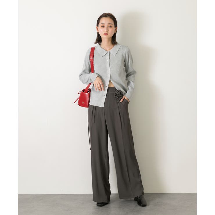 グレー | バラモチーフ付き とろみワイドパンツ | ad thie