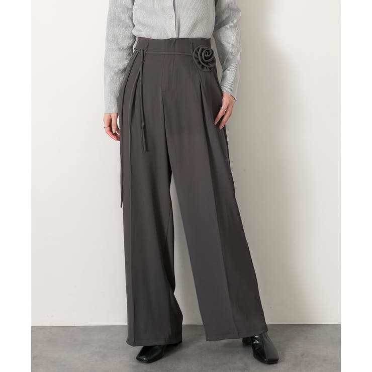 バラモチーフ付き とろみワイドパンツ | ad thie | 詳細画像14 