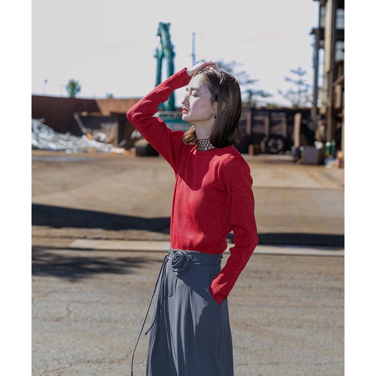 バラモチーフ付き とろみワイドパンツ | ad thie | 詳細画像17 