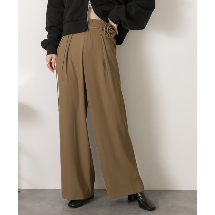バラモチーフ付き とろみワイドパンツ | ad thie | 詳細画像20 