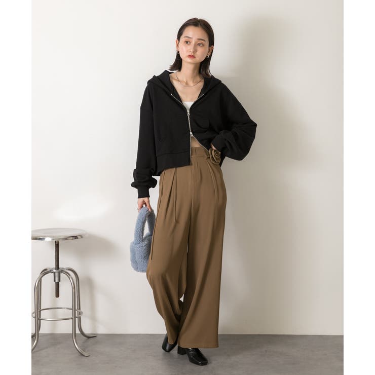 バラモチーフ付き とろみワイドパンツ | ad thie | 詳細画像21 