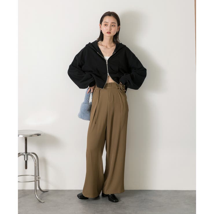 バラモチーフ付き とろみワイドパンツ | ad thie | 詳細画像22 