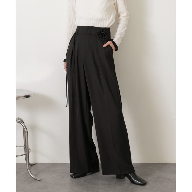 バラモチーフ付き とろみワイドパンツ | ad thie | 詳細画像27 