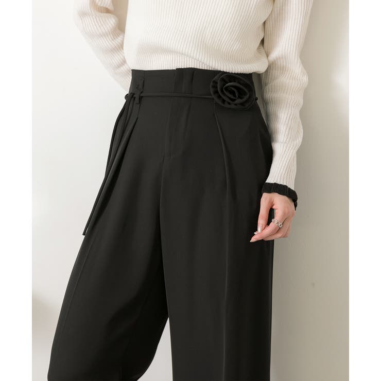バラモチーフ付き とろみワイドパンツ | ad thie | 詳細画像29 