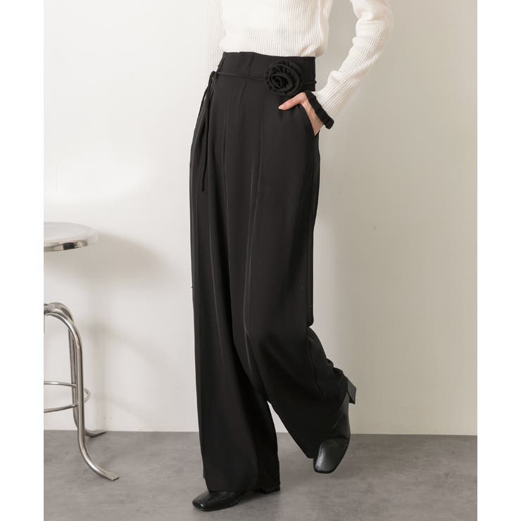 バラモチーフ付き とろみワイドパンツ | ad thie | 詳細画像31 