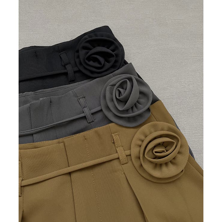 バラモチーフ付き とろみワイドパンツ | ad thie | 詳細画像41 