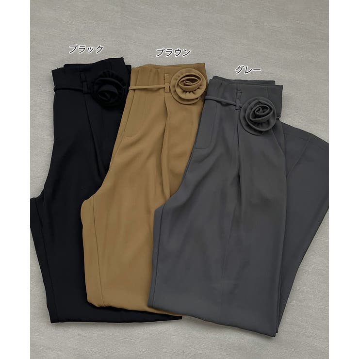 バラモチーフ付き とろみワイドパンツ | ad thie | 詳細画像47 