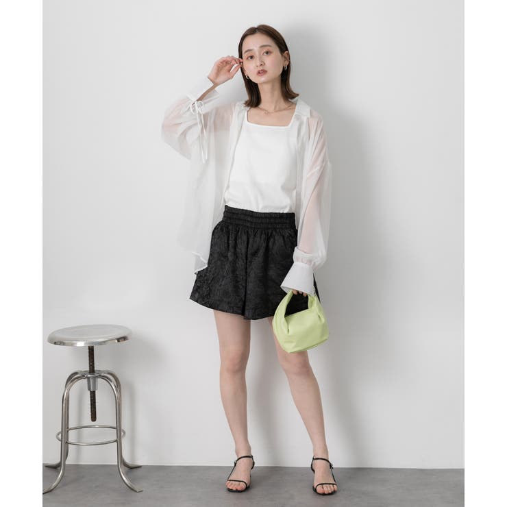 ジャガード フレアショートパンツ | ad thie | 詳細画像2 