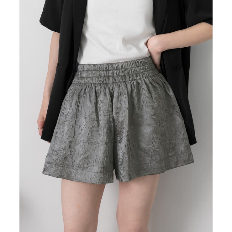 グレー | ジャガード フレアショートパンツ | ad thie