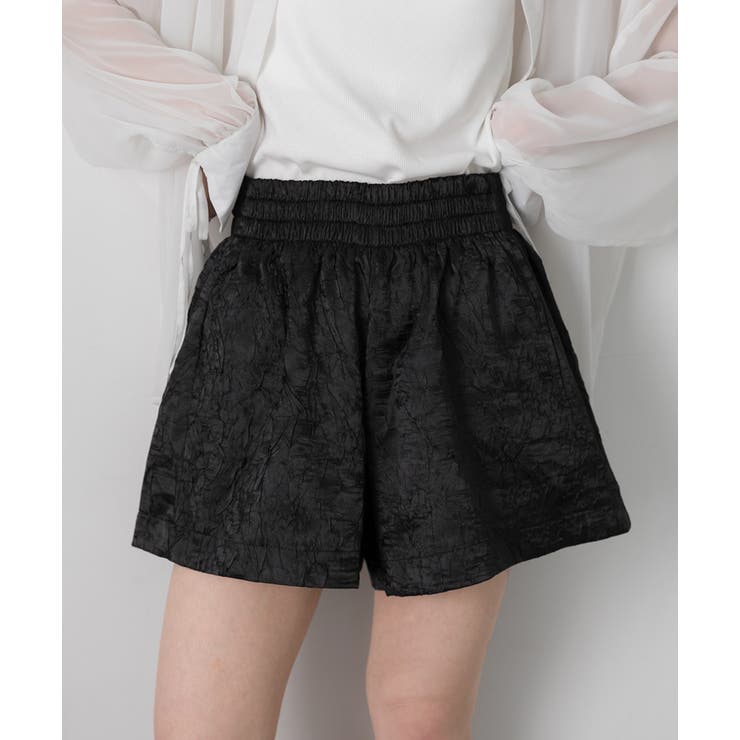 ブラック | ジャガード フレアショートパンツ | ad thie