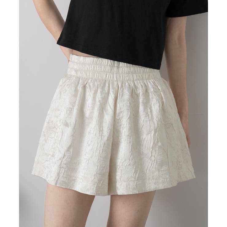アイボリー | ジャガード フレアショートパンツ | ad thie