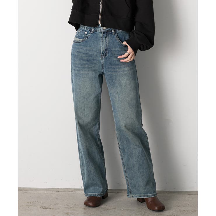 ブルー | ポケットデザイン ストレートデニム | ad thie