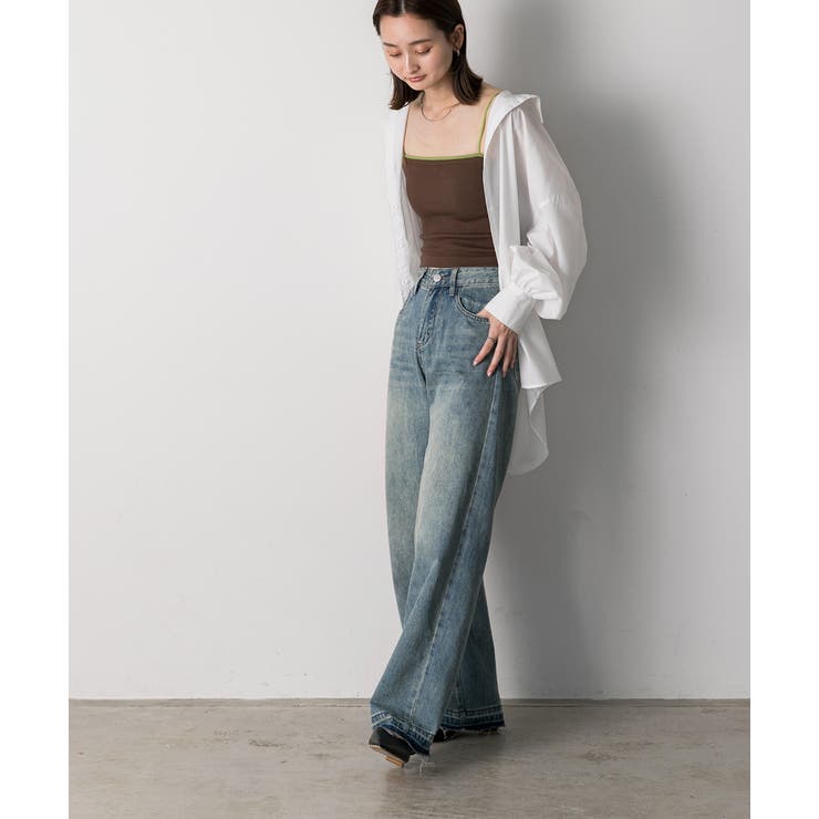 裾デザイン ストレートデニム | ad thie | 詳細画像17 